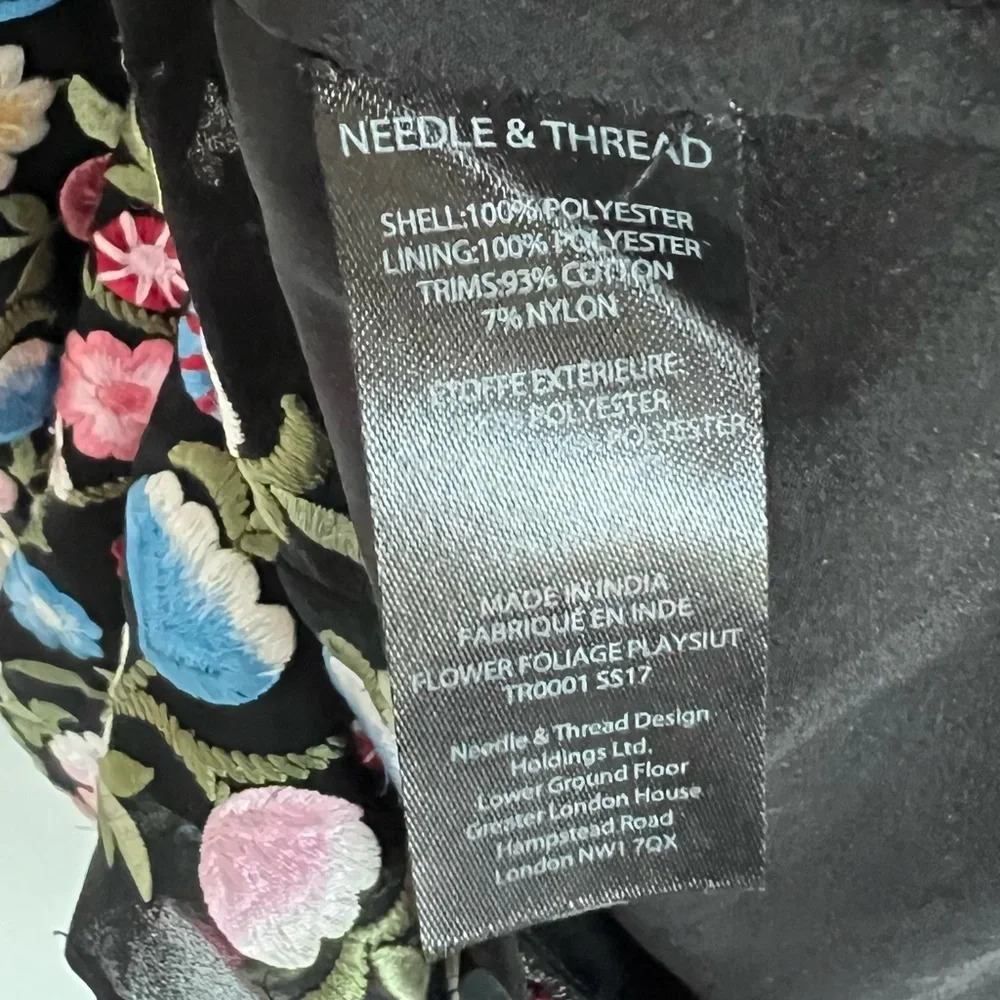 NWOT Needle And Thread Flower Foliage Playsuit Sleeveless Romper Black Multi 4 - Picture 8 of 12